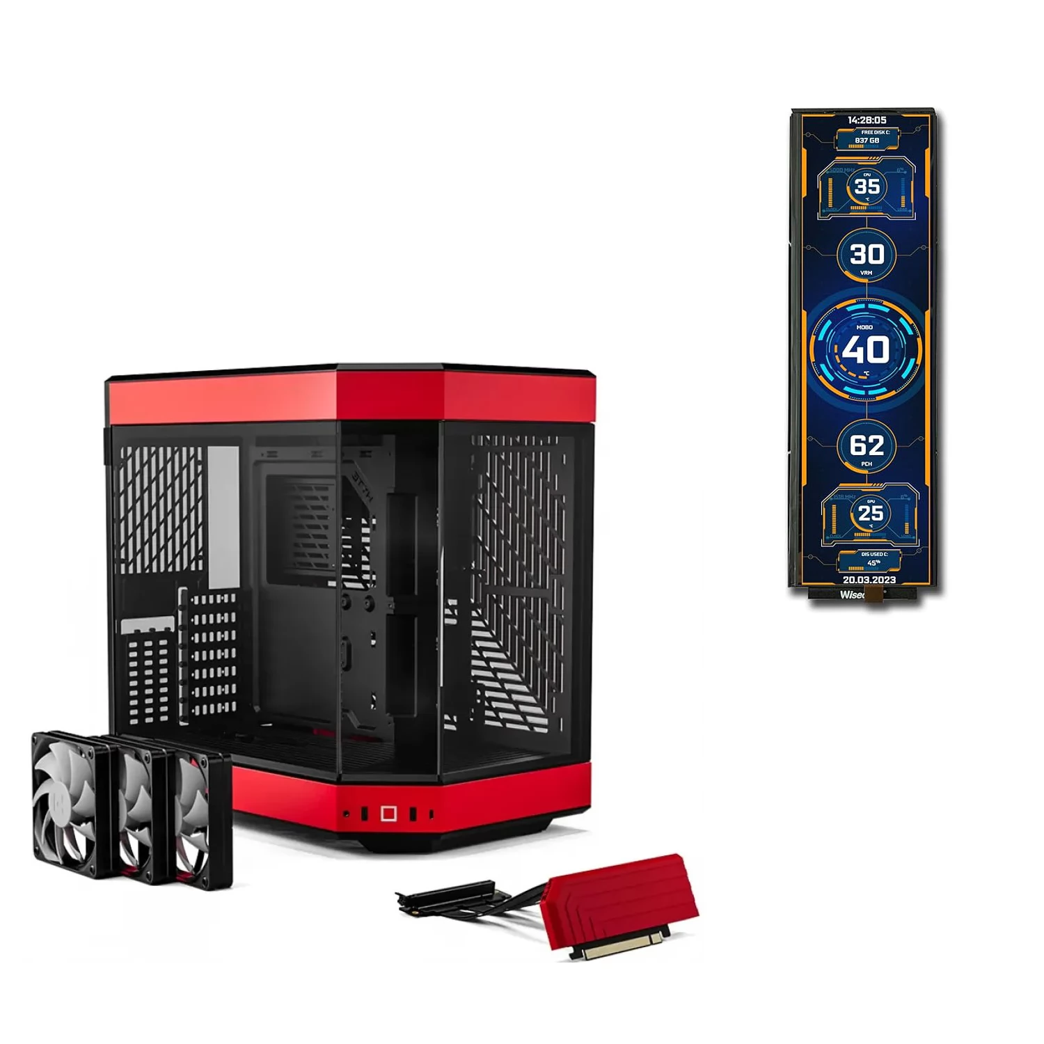 HYTE Y60 TG Crvena + DIY LCD panel - Image 2