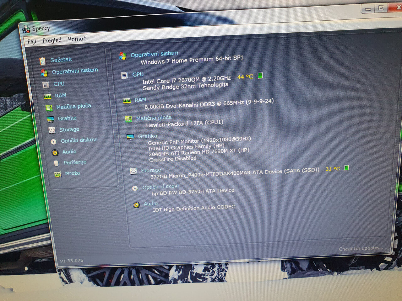 LAPTOP HP Pavilion 15.6" i7-2670QM 8GB 400GB SSD 2 grafike - Image 5